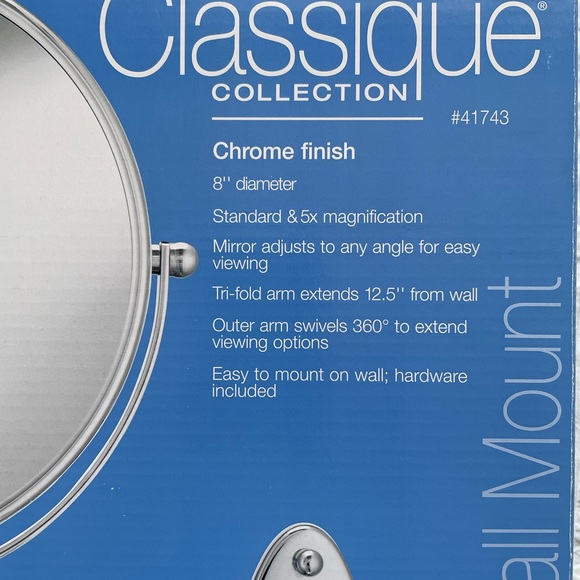 Conair 8" Chrome Wall Mirror 5X Mag Swivel Arm Make Up Open Box - Picture 9 of 13